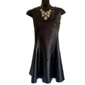 SOPHYLINE&CO, Paris, Size Small Faux Leather Vegan Skater Black Dress